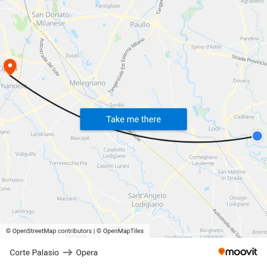 Corte Palasio to Opera map