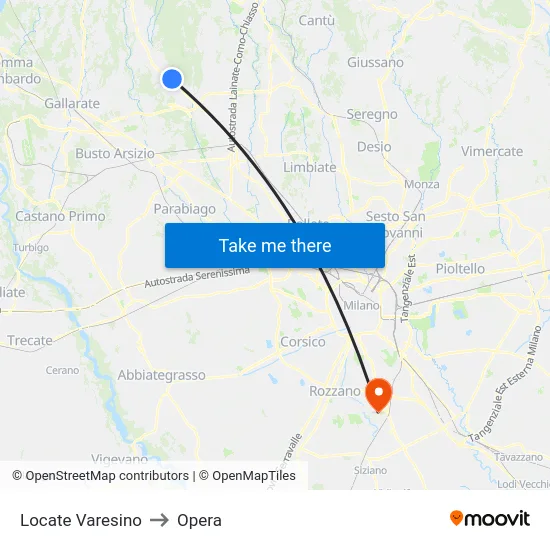 Locate Varesino to Opera map