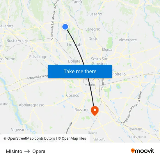 Misinto to Opera map
