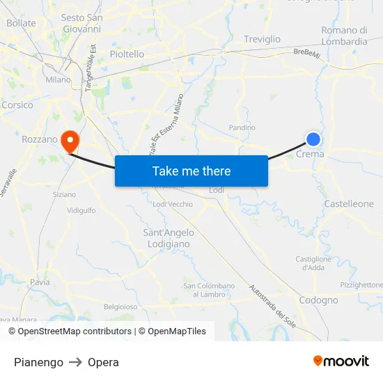 Pianengo to Opera map