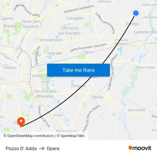 Pozzo D' Adda to Opera map