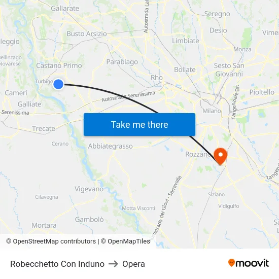 Robecchetto Con Induno to Opera map
