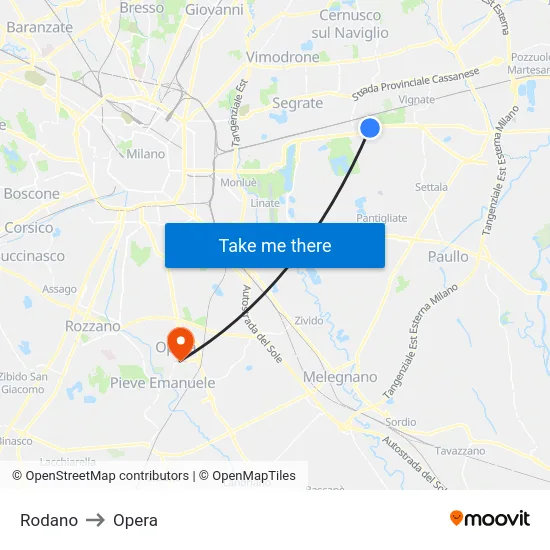 Rodano to Opera map