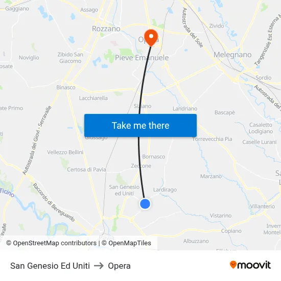 San Genesio Ed Uniti to Opera map