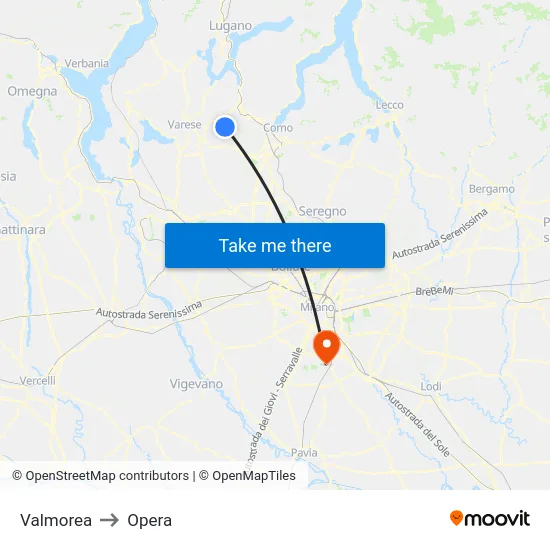 Valmorea to Opera map