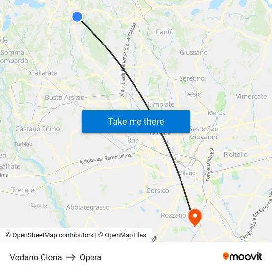 Vedano Olona to Opera map