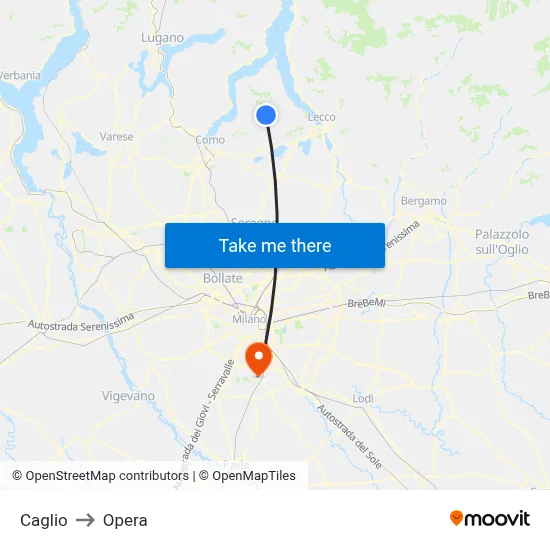 Caglio to Opera map