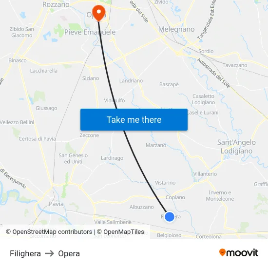 Filighera to Opera map