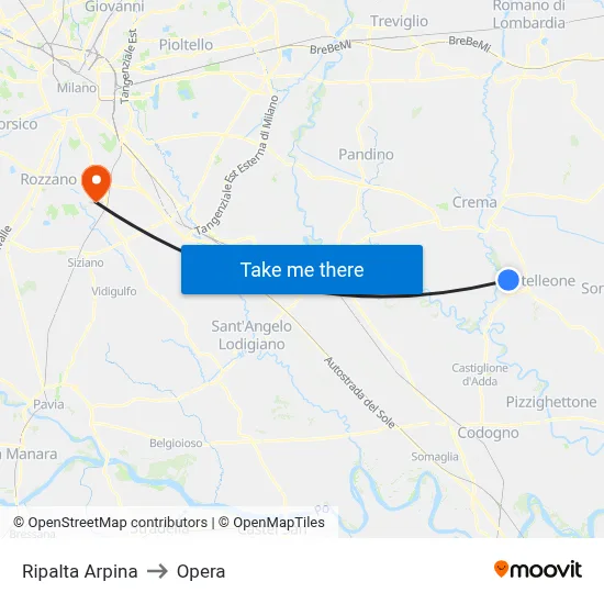 Ripalta Arpina to Opera map