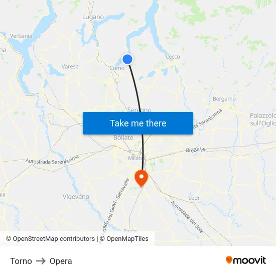 Torno to Opera map