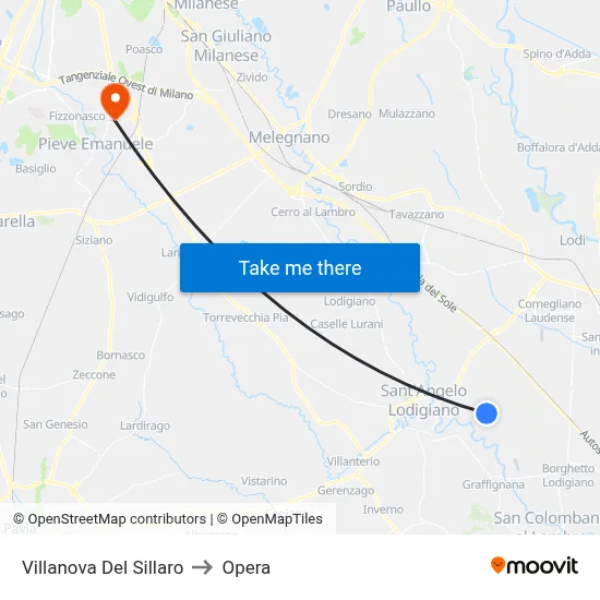 Villanova Del Sillaro to Opera map