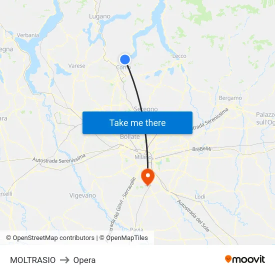 Moltrasio to Opera map