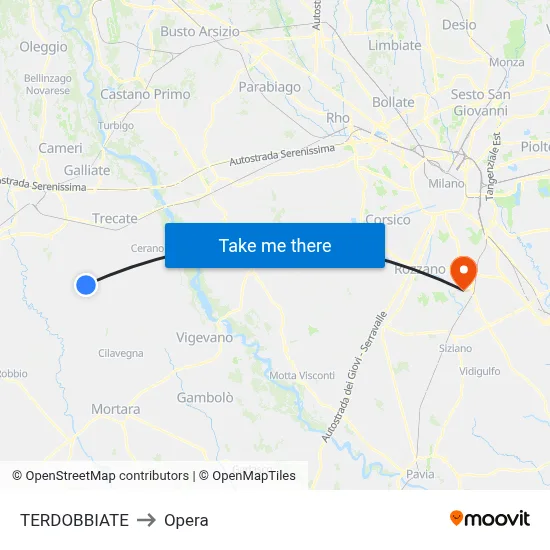 TERDOBBIATE to Opera map