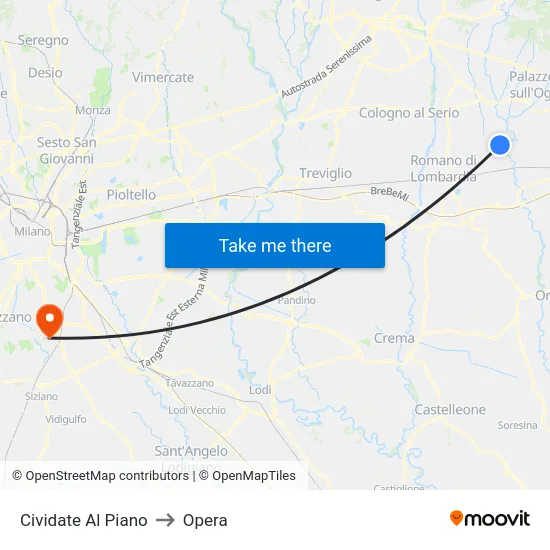 Cividate Al Piano to Opera map