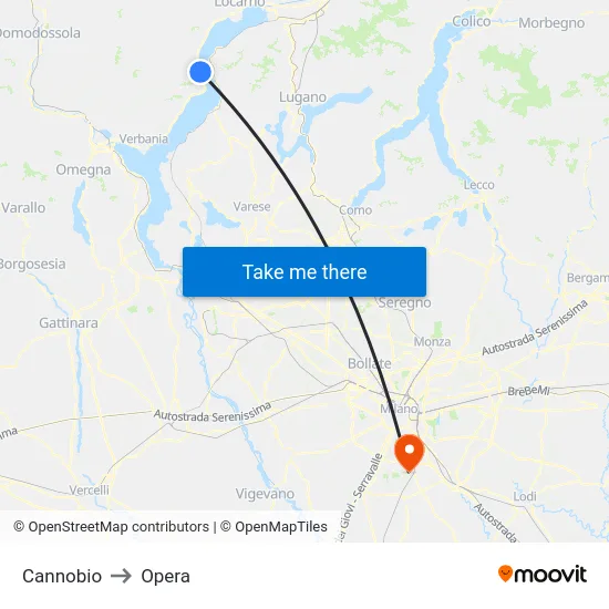 Cannobio to Opera map