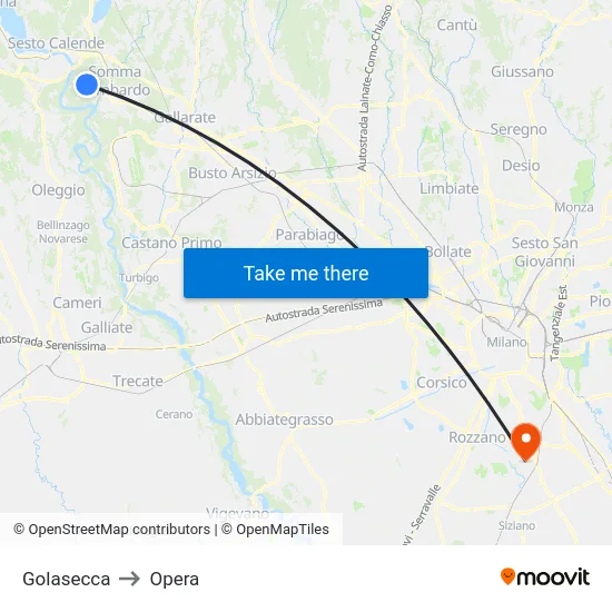 Golasecca to Opera map