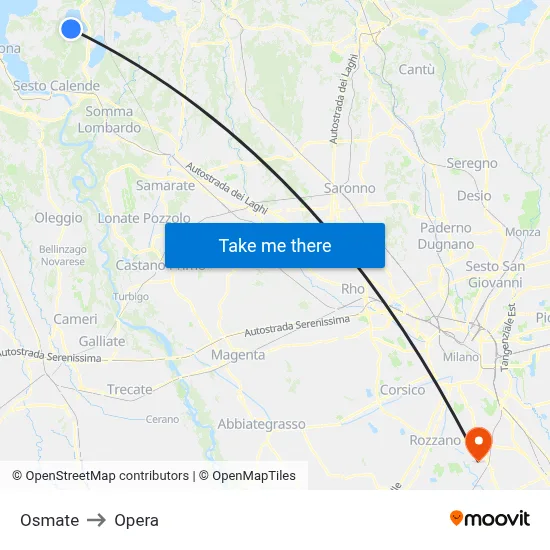 Osmate to Opera map