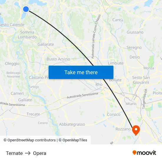 Ternate to Opera map