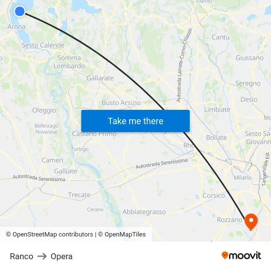Ranco to Opera map