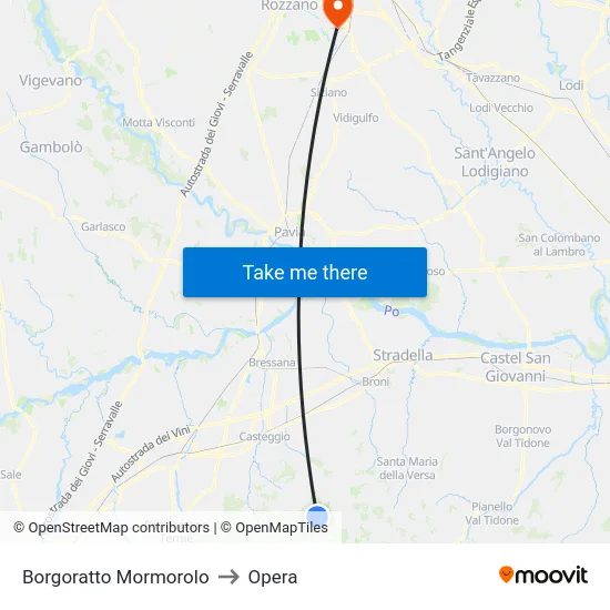 Borgoratto Mormorolo to Opera map
