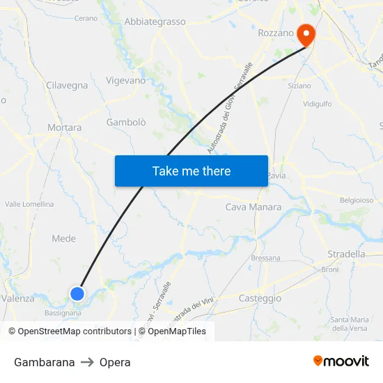 Gambarana to Opera map