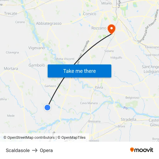 Scaldasole to Opera map