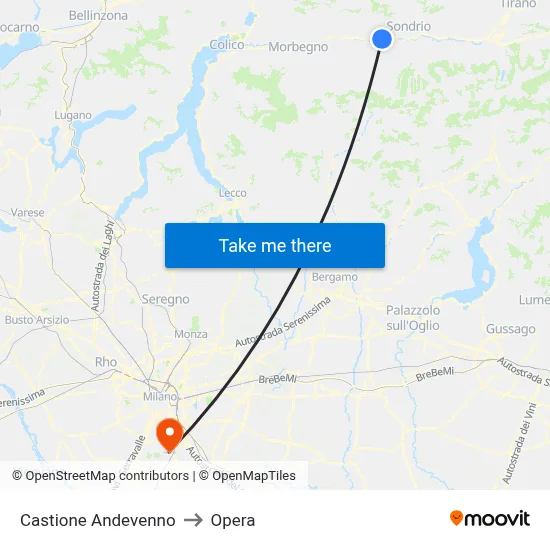Castione Andevenno to Opera map