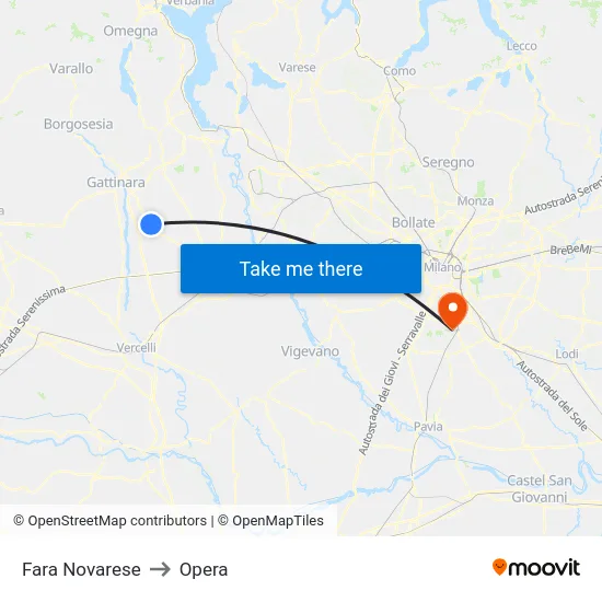Fara Novarese to Opera map