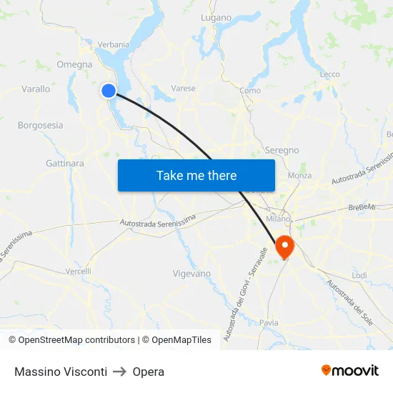 Massino Visconti to Opera map