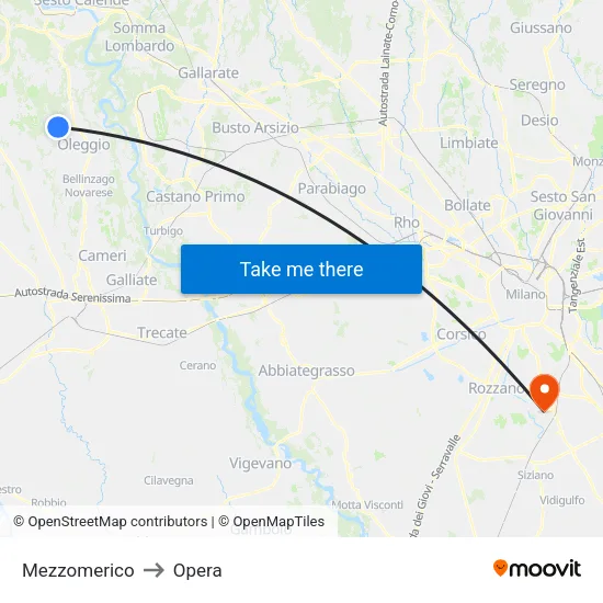 Mezzomerico to Opera map