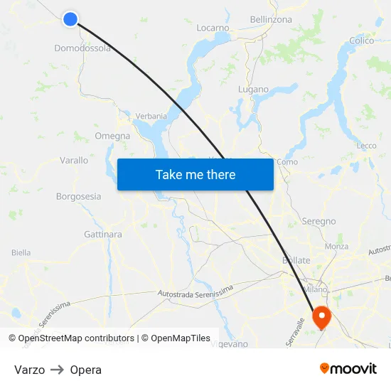 Varzo to Opera map