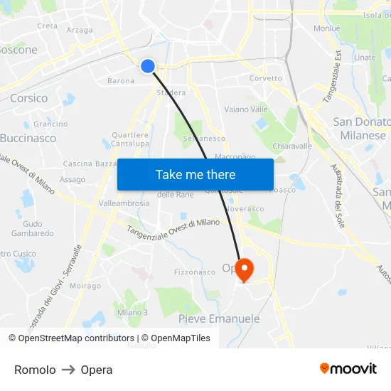 Romolo to Opera map