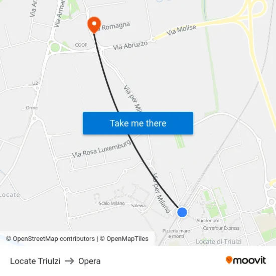 Locate Triulzi to Opera map