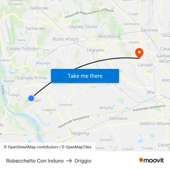 Robecchetto Con Induno to Origgio map
