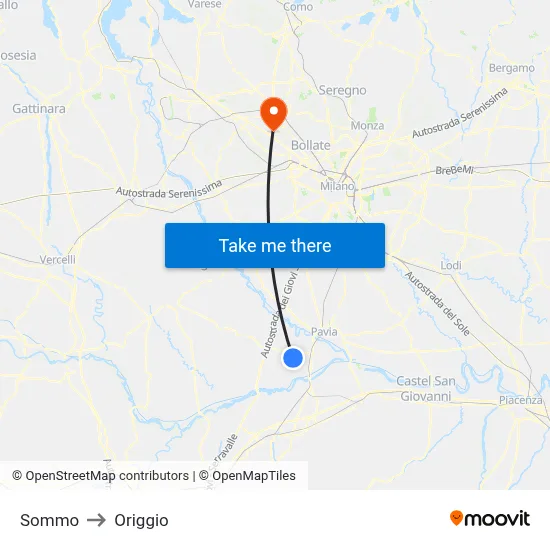 Sommo to Origgio map