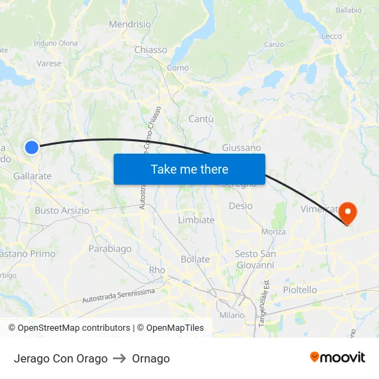 Jerago con Orago to Ornago map
