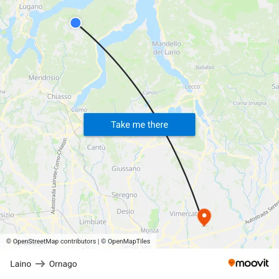 Laino to Ornago map
