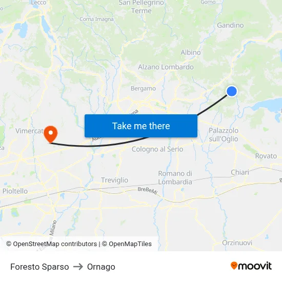 Foresto Sparso to Ornago map