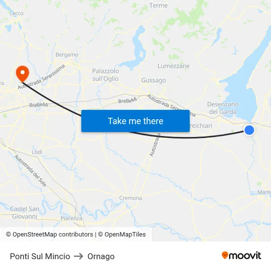 Ponti Sul Mincio to Ornago map