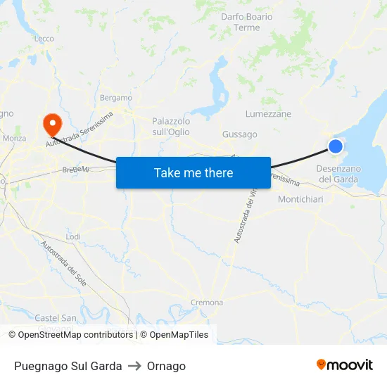 Puegnago sul Garda to Ornago map