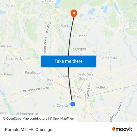 Romolo M2 to Orsenigo map
