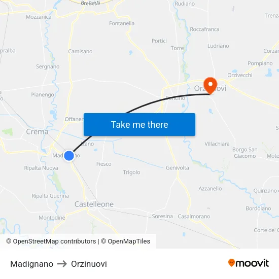 Madignano to Orzinuovi map