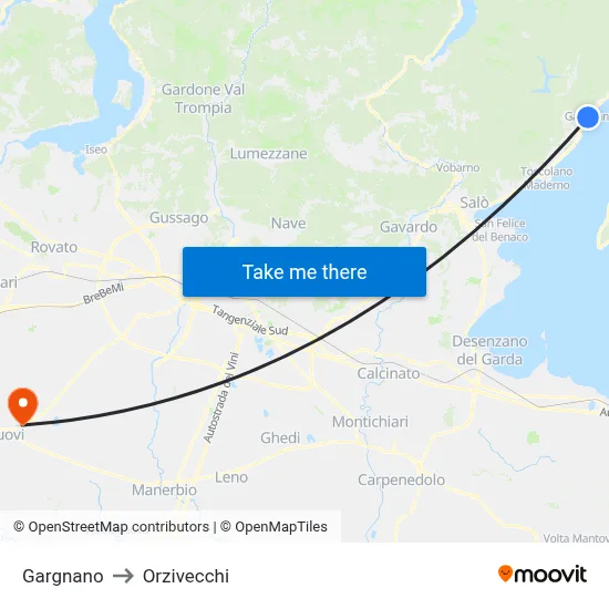Gargnano to Orzivecchi map