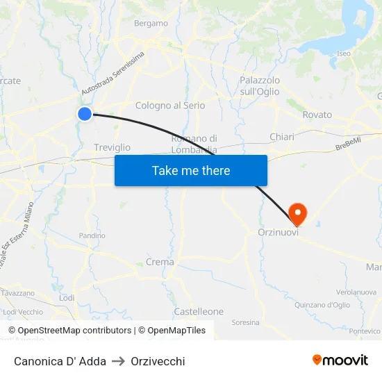 Canonica d'Adda to Orzivecchi map