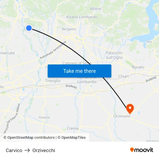 Carvico to Orzivecchi map