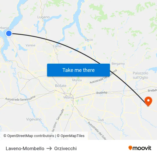 Laveno-Mombello to Orzivecchi map