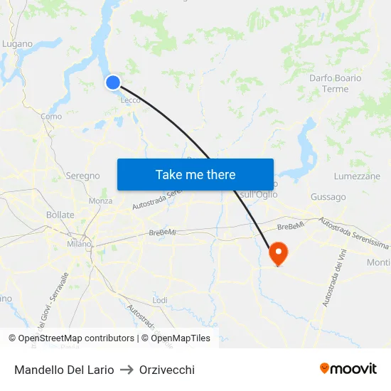 Mandello Del Lario to Orzivecchi map