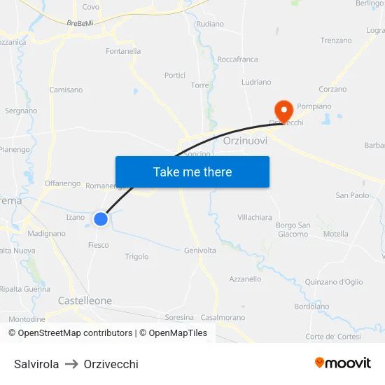 Salvirola to Orzivecchi map