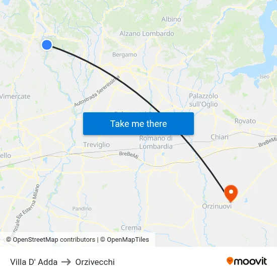 Villa D' Adda to Orzivecchi map