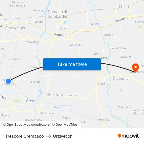 Trescore Cremasco to Orzivecchi map